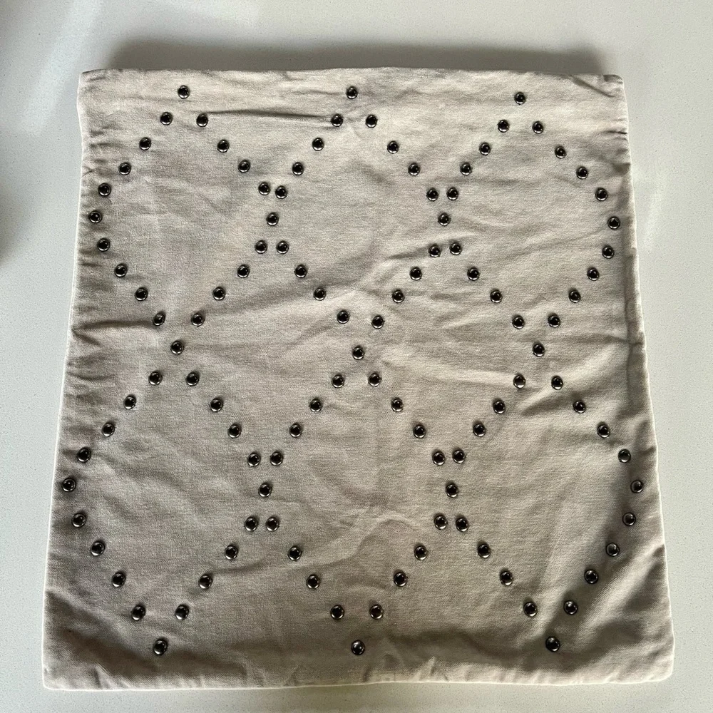 Set of 2 West Elm Diamond Studded Gray/tan (griege) Velveteen Pillow Covers